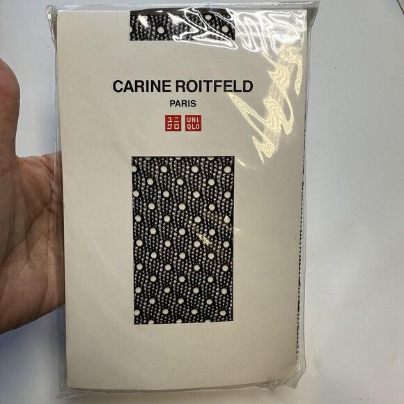 Uniqlo Carine Roitfeld Paris Black Circle Fishnet Stocking Tights Sz S/M New - Picture 1 of 5